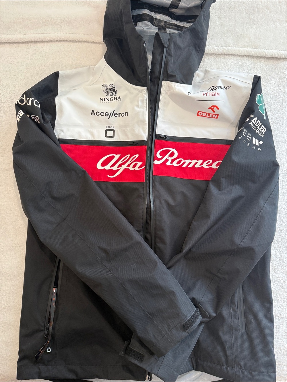 Alfa Romeo Team Men's Black, White & Red Rain Jacket